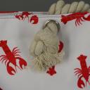 Strandtasche Badetasche Beach Umhängetasche Weiß Rot Krebse mit Kordel