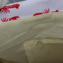 Strandtasche Badetasche Beach Umhängetasche Weiß Rot Krebse mit Kordel