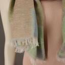 Zwillingsherz Tuch Schal mit Baumwolle Pastellfarben grün, blau, orange Fransen