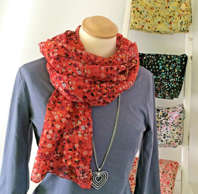 Tuch Schal Halstuch Sommer Blumen bunt