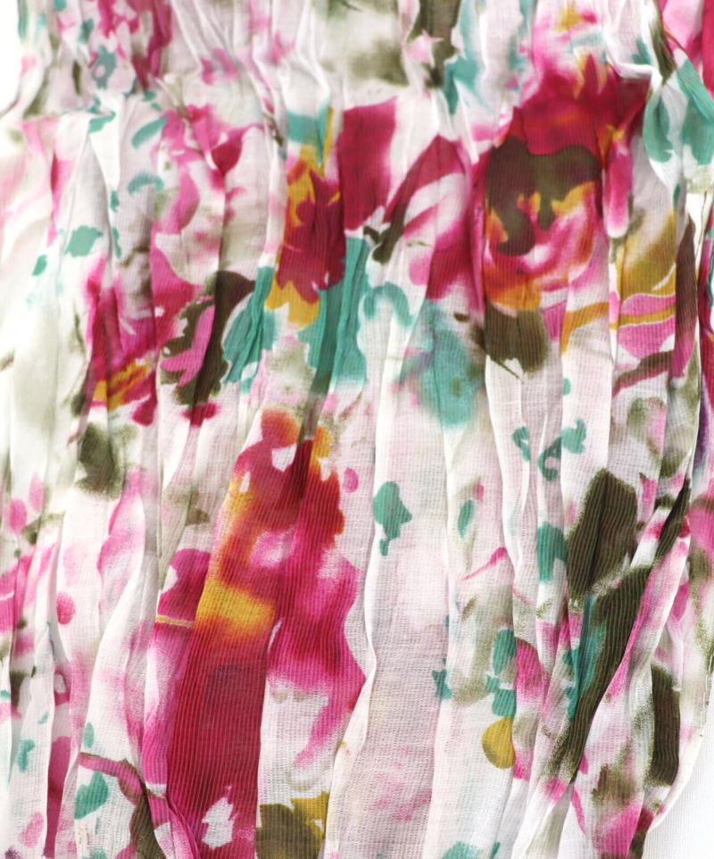 Sommerschal Tuch Schal Blumen Crinkle mit Viskose bunt