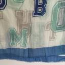 A-Zone Tuch weiß Schal XXL Sommer Buchstaben 100% Baumwolle Fransen blau grau