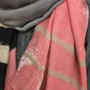 A-Zone Tuch Schal Halstuch Patch Tigerkopf Streifen rosa weiß beige grau schwarz
