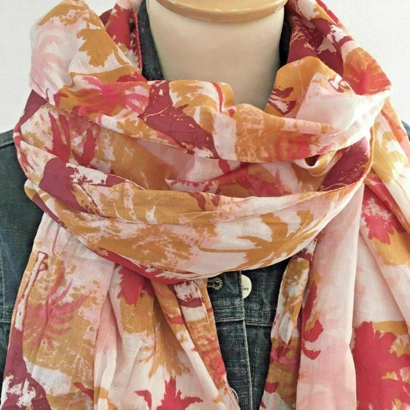 A-Zone Tuch XL Schal bunte Farben ockergelb, rot, dunkelrot rosè Palme Baumwolle