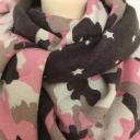 Passigatti Tuch XXL Schal Viereckschal Camouflage Stern rosa beige braun Fransen