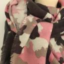 Passigatti Tuch XXL Schal Viereckschal Camouflage Stern rosa beige braun Fransen