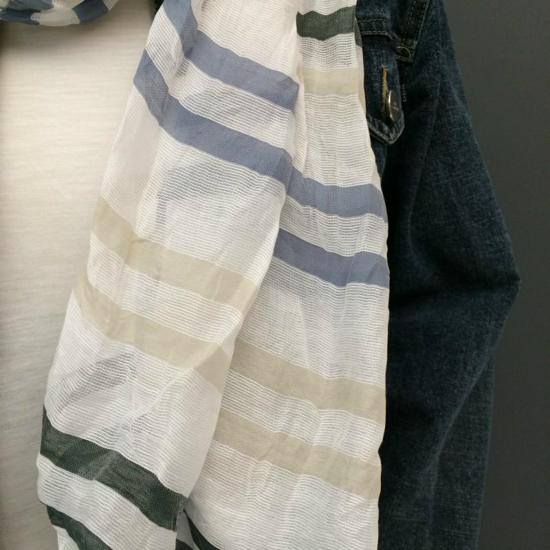 PASSIGATTI Herren Schal Tuch Streifenmuster mit Viskose beige blau anthrazit
