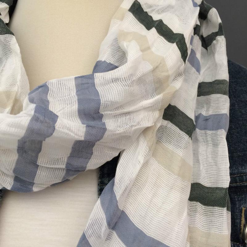 PASSIGATTI Herren Schal Tuch Streifenmuster mit Viskose beige blau anthrazit
