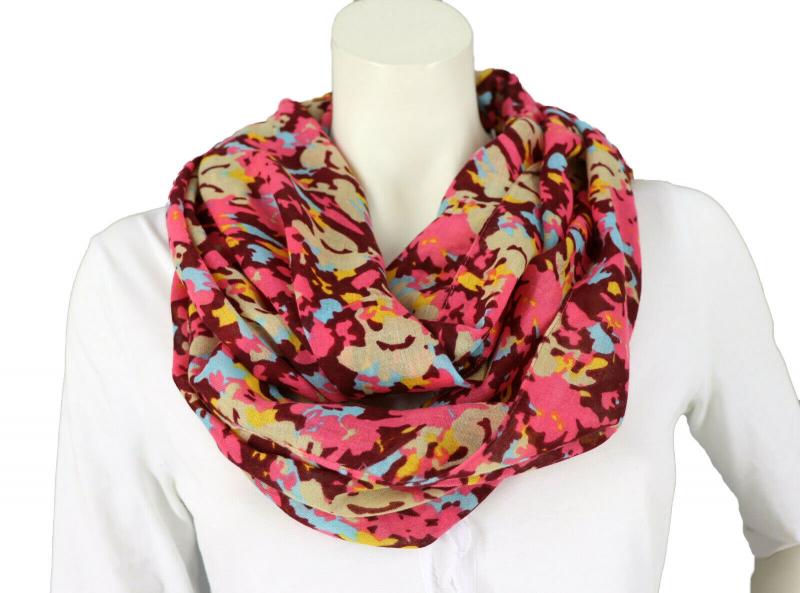 Hable & Rospy Loop Schal Phantasiemuster bunt pink gelb rot türkis