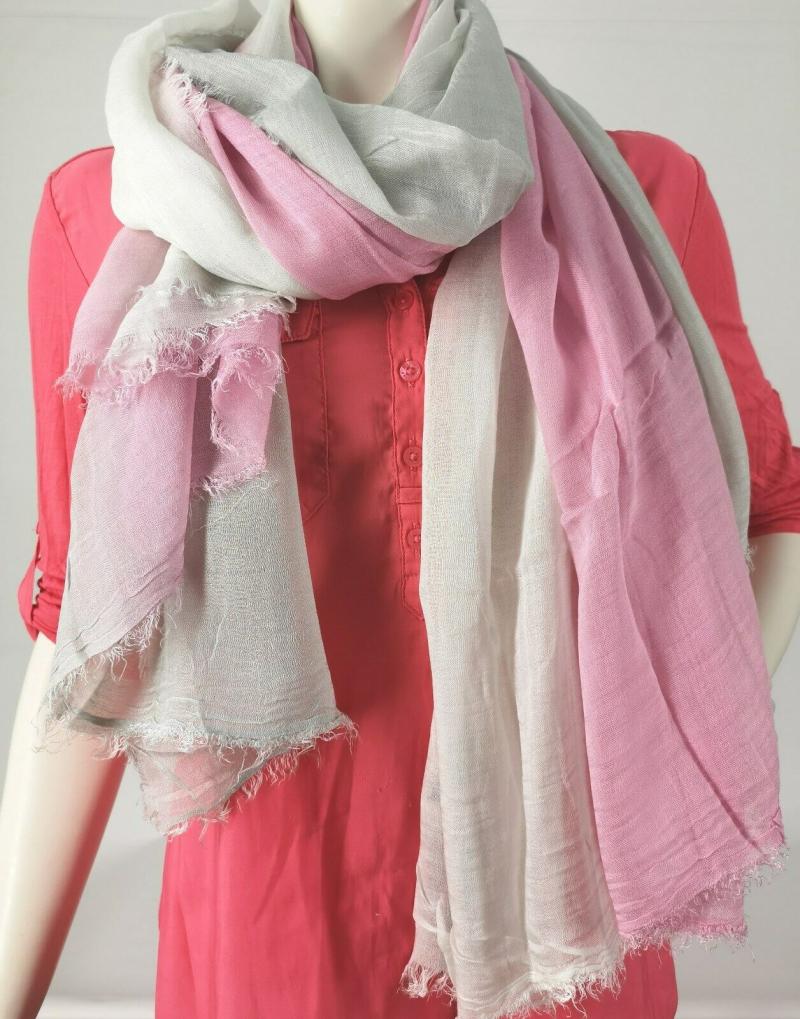 Samaya Tuch Schal Halstuch Dreifarbig Streifen hellgrau white rosa