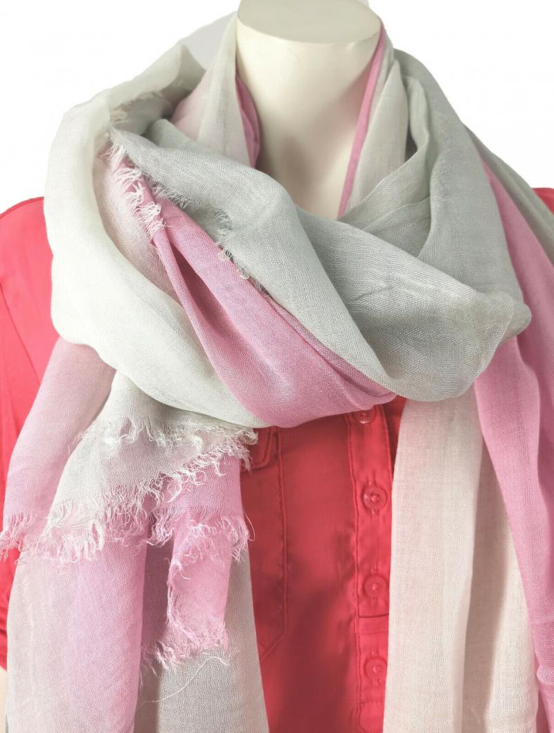 Samaya Tuch Schal Halstuch Dreifarbig Streifen hellgrau white rosa