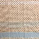 SAMAYA Tuch Schal Grafisches Muster Fransen Baumwolle weiß beige braun hellblau