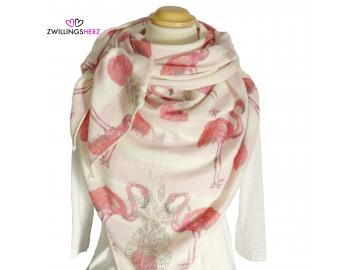 Zwillingsherz Dreieckstuch Flamingo Ananas Glitzerstein Streifen Rosa Weiß