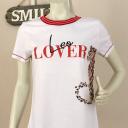 Zwillingsherz T-Shirt weiß Leo- und Schriftzug Motiv rot blau