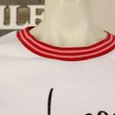 Zwillingsherz T-Shirt weiß Leo- und Schriftzug Motiv rot blau