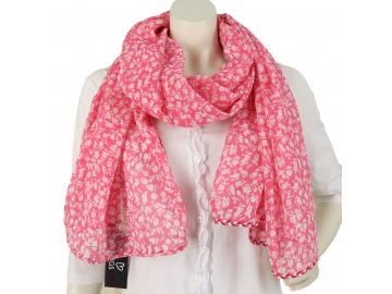 Zwillingsherz Tuch Schal 'Dorina' pink weiß Baumwolle