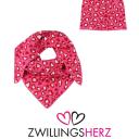 Zwillingsherz Kids Dreieckstuch Mütze Set Bio Baumwolle pink corall rot Herzen Leo