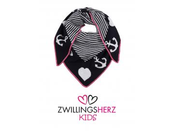 Zwillingsherz Kids Dreieckstuch 'Julie Junior' gestreift blau weiß Anker Herzen