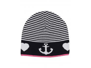 Zwillingsherz Kids Mütze Beanie 'Noemi Junior'  gestreift blau weiß Anker Herzen