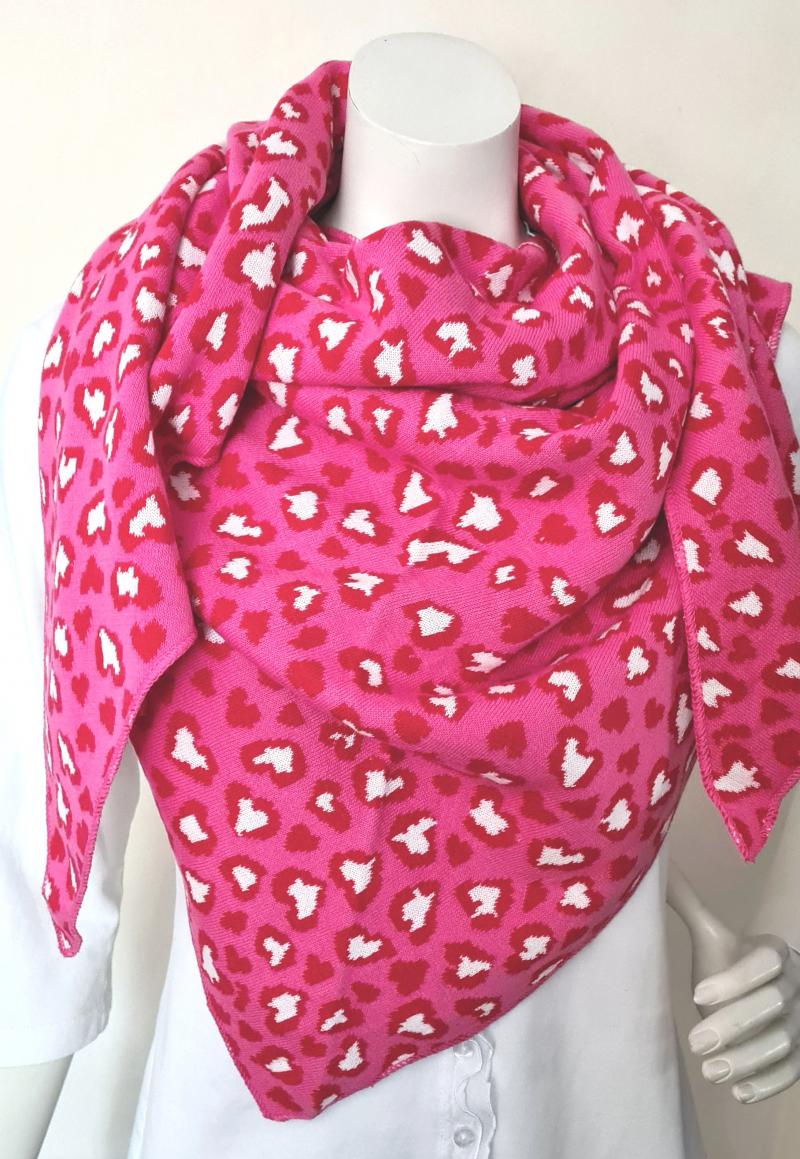 Zwillingsherz Dreieckstuch Schal Leo Bio-Baumwolle pink oder hellbeige