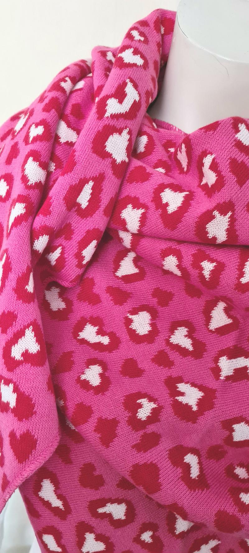 Zwillingsherz Dreieckstuch Schal Leo Bio-Baumwolle pink oder hellbeige