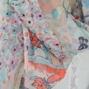 V.Milano Italy Sommertuch XXL Schal rosa pink gelb bunt