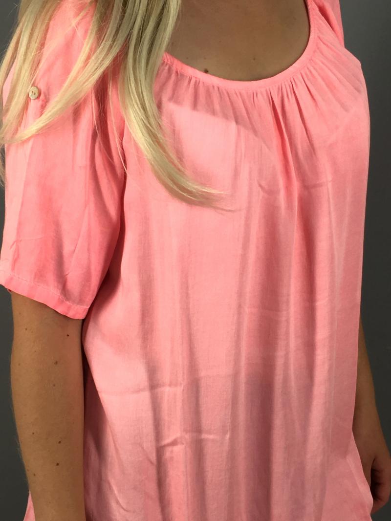 Italy Blusenshirt Shirt  leichte Batik Viskose Baumwolle Einheitsgröße pink neon orange apricot weiß