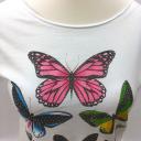 V.Milano Italy T-Shirt weiß Nieten Schnetterlinge bunt Größe M