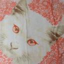 A-Zone Tuch Viereckstuch Dreieckstuch Katze- und Blumenmuster  grün oder apricot