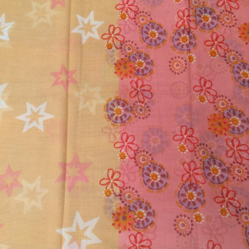 Passigatti Schal Tuch rosa-sand Blumen-und Sternenmuster