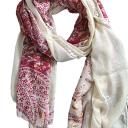 SAMAYA Tuch Schal Viskose kleine Bommeln Blüten und Paisley Muster