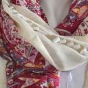 SAMAYA Tuch Schal Viskose kleine Bommeln Blüten und Paisley Muster