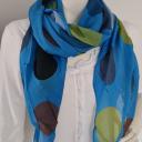 Italy Tuch Schal Loop royalblau Seide Baumwolle bunte Bubbles Punkte Gelb Blau Rosa