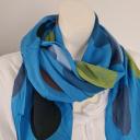 Italy Tuch Schal Loop royalblau Seide Baumwolle bunte Bubbles Punkte Gelb Blau Rosa