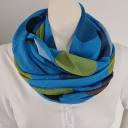 Italy Tuch Schal Loop royalblau Seide Baumwolle bunte Bubbles Punkte Gelb Blau Rosa