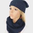 A-Zone Mütze Strickmütze Beanie dunkelblau Strass-Nieten