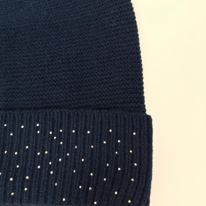 A-Zone Mütze Strickmütze Beanie dunkelblau Strass-Nieten