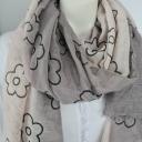 V.Milano Italy Tuch Schal Blumen hellbeige grau schwarz Baumwolle Viskose