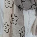 V.Milano Italy Tuch Schal Blumen hellbeige grau schwarz Baumwolle Viskose