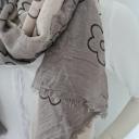 V.Milano Italy Tuch Schal Blumen hellbeige grau schwarz Baumwolle Viskose