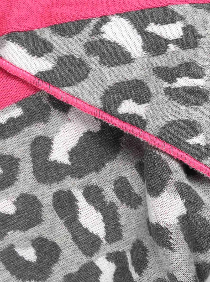 ZWILLINGSHERZ Dreieckstuch Grau Pink Leo- Sternenmuster mit Baumwolle
