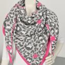 ZWILLINGSHERZ Dreieckstuch Grau Pink Leo- Sternenmuster mit Baumwolle