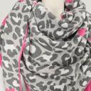ZWILLINGSHERZ Dreieckstuch Grau Pink Leo- Sternenmuster mit Baumwolle