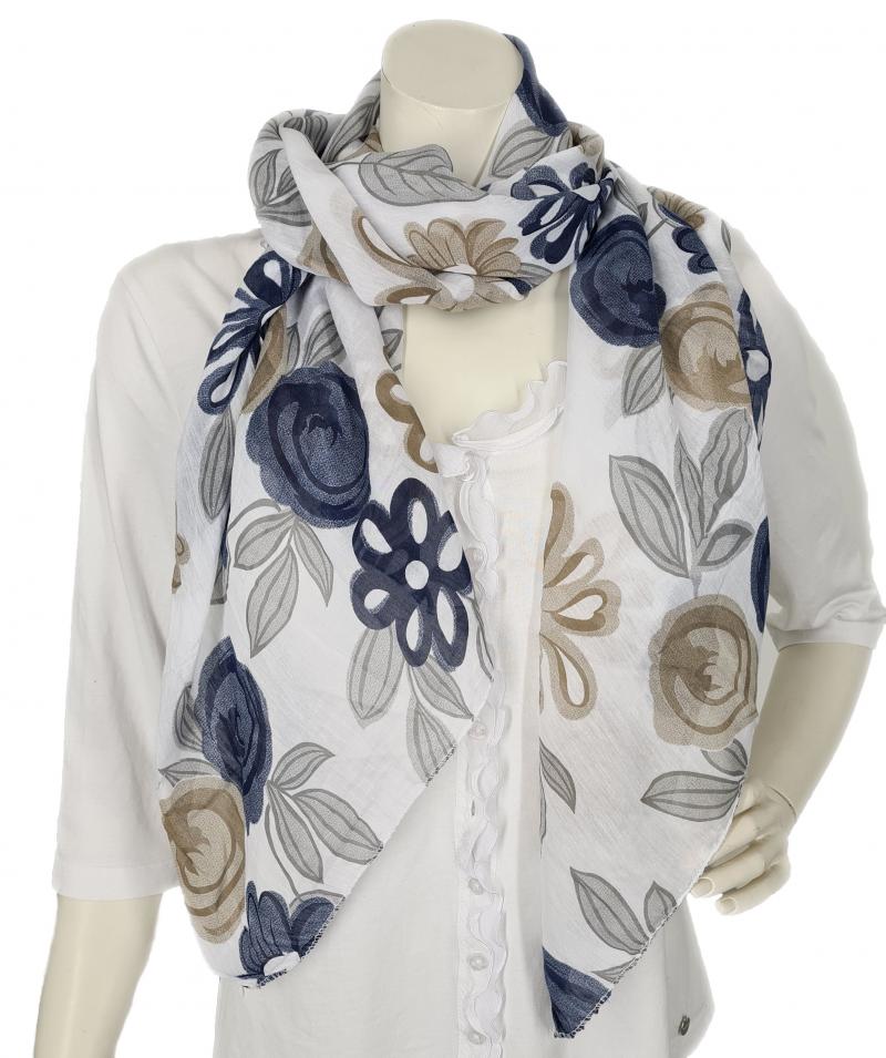 Italy Tuch weiß aus Seide und Baumwolle mit Blumenmuster