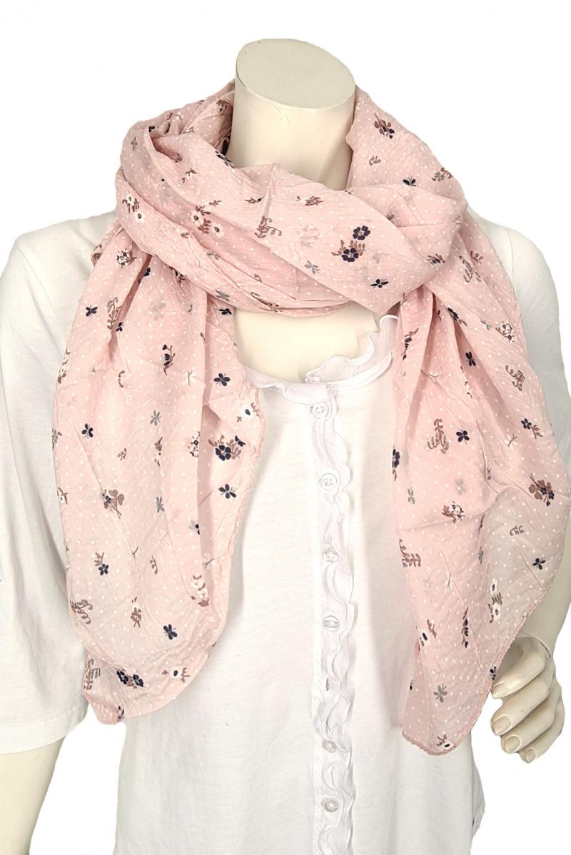 Italy Tuch rosa aus Seide und Baumwolle mit Blumenmuster B-Ware