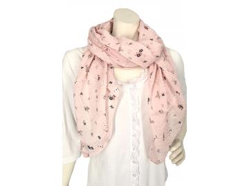 Italy Tuch rosa aus Seide und Baumwolle mit Blumenmuster B-Ware