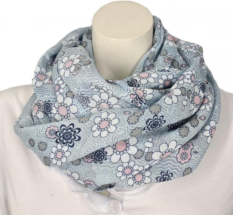 Italy Tuch rot oder hellblau aus Seide und Baumwolle mit Blumenmuster und Wellen B-Ware