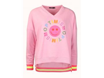 Zwillingsherz Sweatshirt Pink mit Frontdruck und Neon-Abschluss