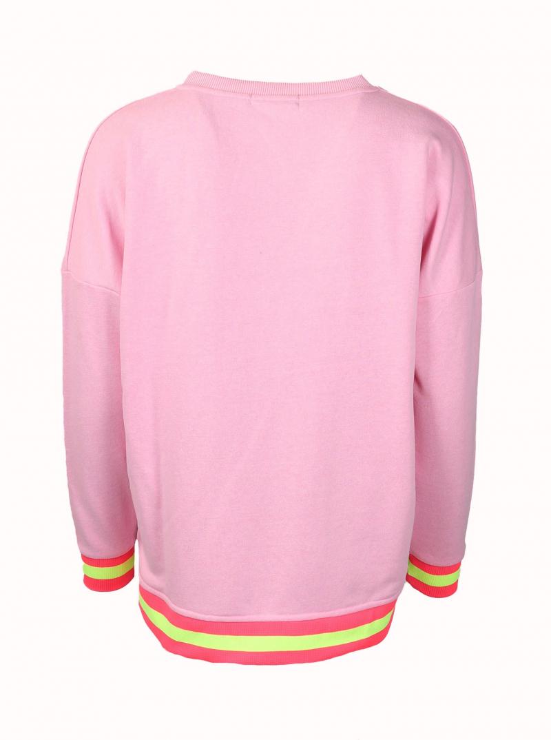 Zwillingsherz Sweatshirt Pink mit Frontdruck und Neon-Abschluss