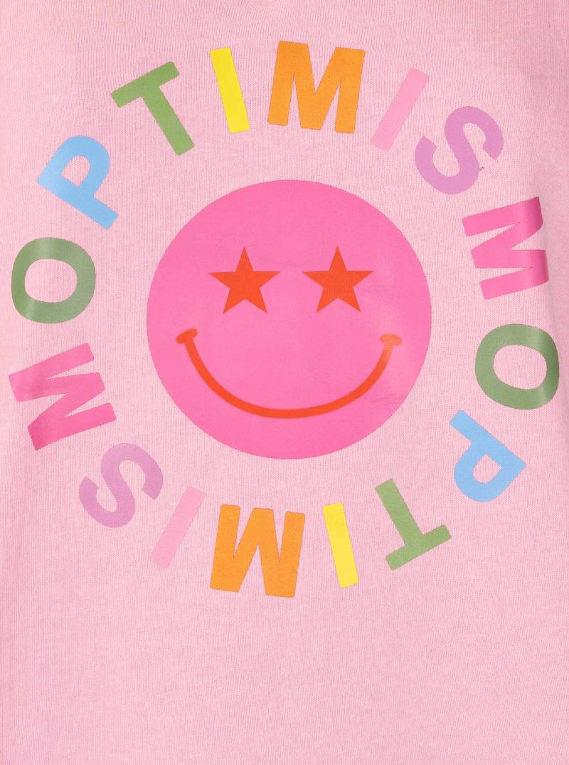 Zwillingsherz Sweatshirt Pink mit Frontdruck und Neon-Abschluss